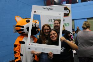 Students promoting clubs and societies at Welcome Week's Serendipity Fair