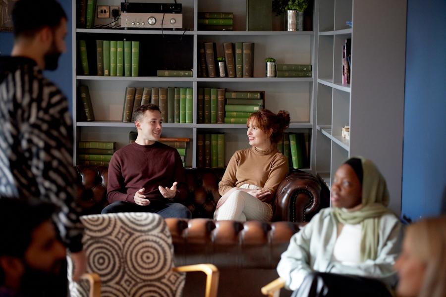 Students relaxing and socialising together in Barlows, St Mary's