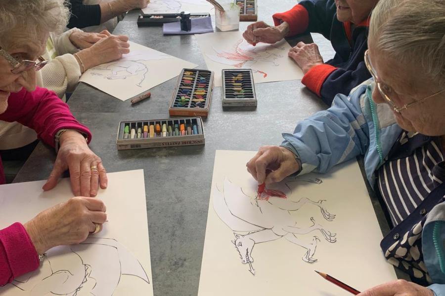 A group of local people Dementia Active group in a art workshop